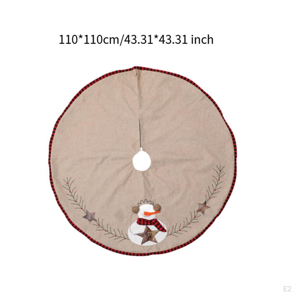 Lněná podložka pod vánoční stromek Sněhulák Kulatá dekorativní ozdoba Vánoční dekorace pro statek