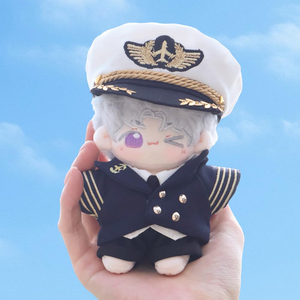 niannyyhouse Plush Doll Clothes 10cm-15cm Buflight Uniform Set (5 pieces) - Doll Dress-Up