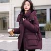 Waist hooded cotton clothes women's new medium and long loose thickened warm student winter coat tide