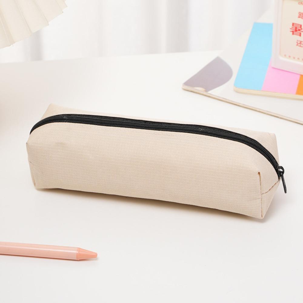

1pc Small Solid Color Simple Zipper Pencil Case Mini Pen Bags Stationery for School Office Suppliers серый