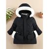 Girl'S Comfy Solid Color Long Sleeves Warm Hooded with Pockets & Gloves, Trendy Versatile Zip-Up Coat for Outdoors, Fall And Winter Best Choice