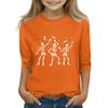Print Tops For Youth Girls 5-16 Years Round Neck 3/4 Sleeves T-Shirts Trendy Tops Outfit Tees