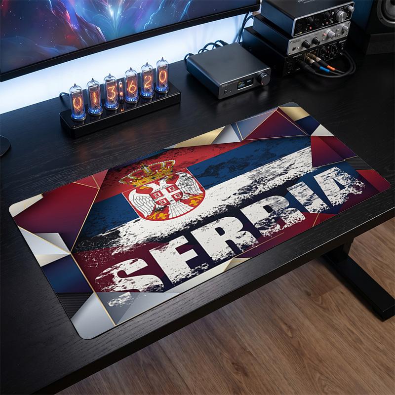 X2523==Serbia Crest Mouse Pad, Extended Non Slip Rubber Desk Mat for Gaming Office Laptop Fan Gift