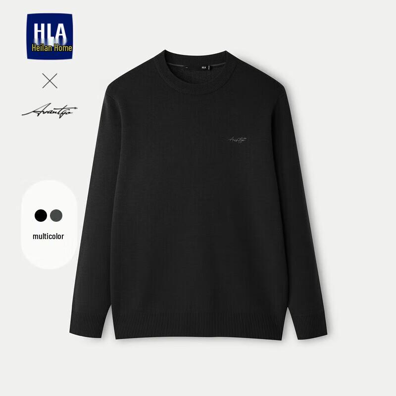 HLA Men's Fleece-Lined Round Neck Knit Sweater