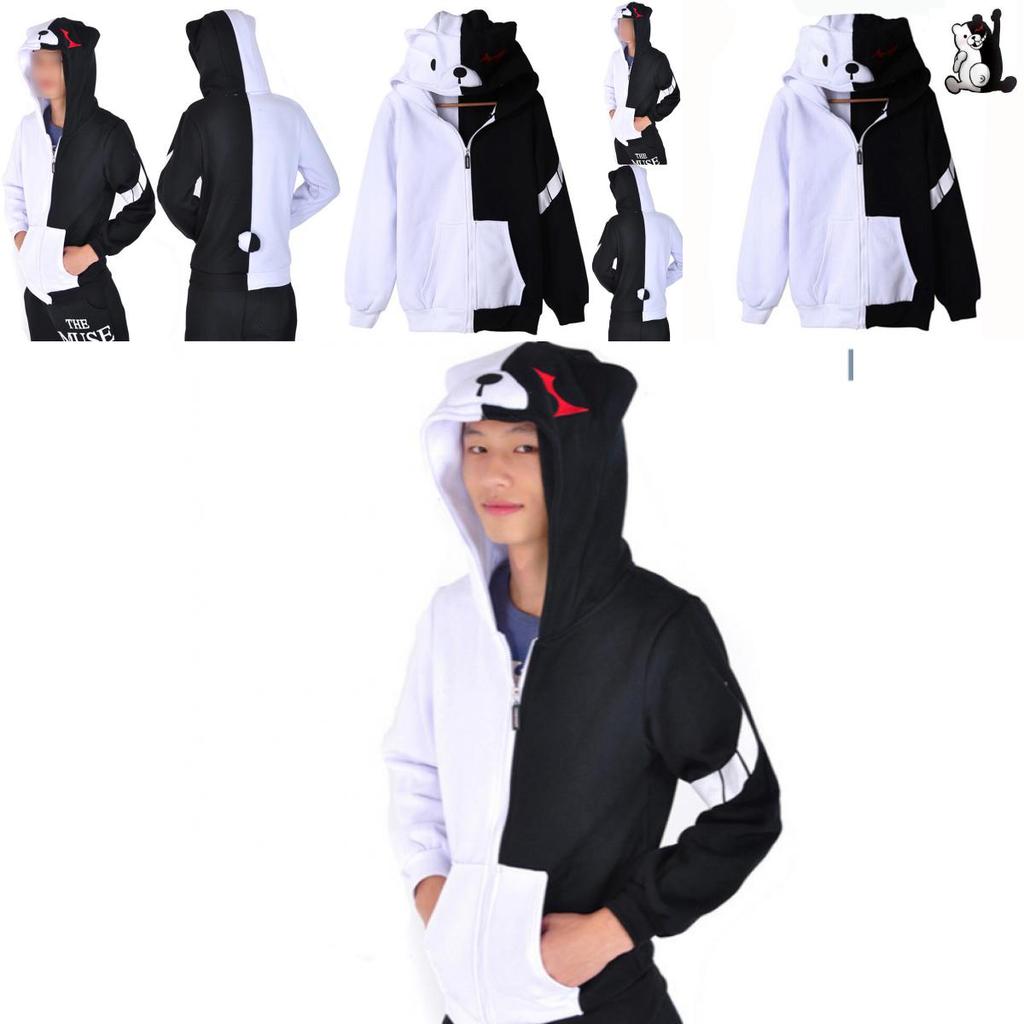 Anime Danganronpa Monokuma Cosplay Unisex Jacket Hoodie Sweatshirt Coat Hooded