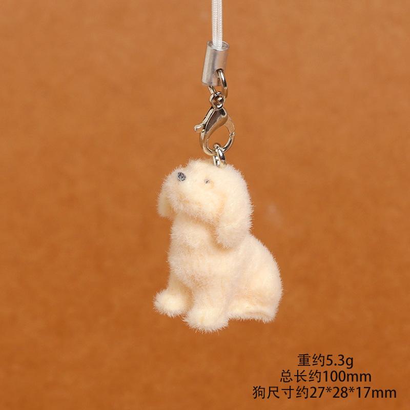 Flocked Puppy for Women Girl Mobile Phone Lanyard Dog Lovers Bag Charms Tremdy Key Chains Couple Friend Kids Gift Bag Charm