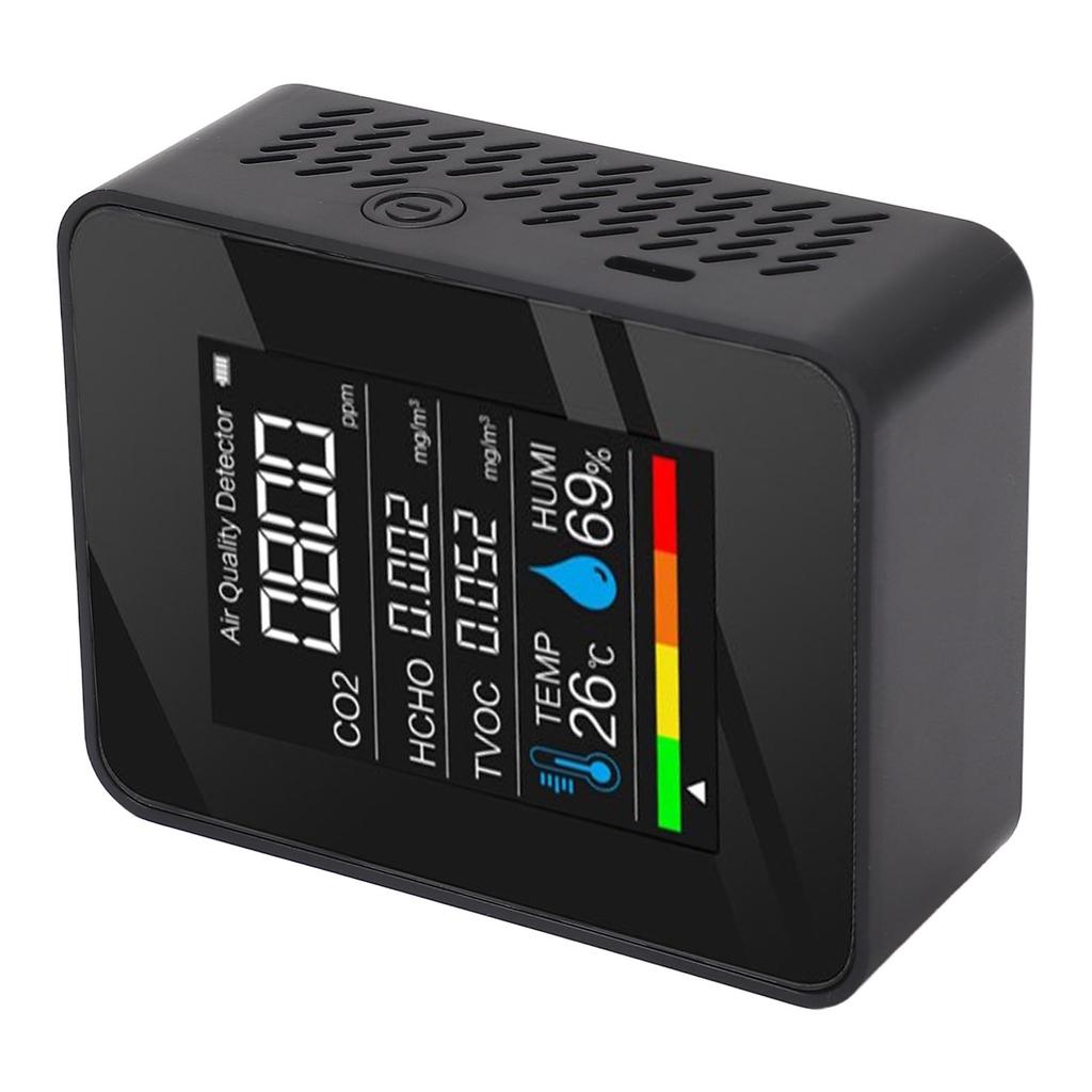 5 v 1 Monitor kvality vzduchu LCD barevný displej CO2 TVOC HCHO Teplota Vlhkost Multifunkční Vzduch
