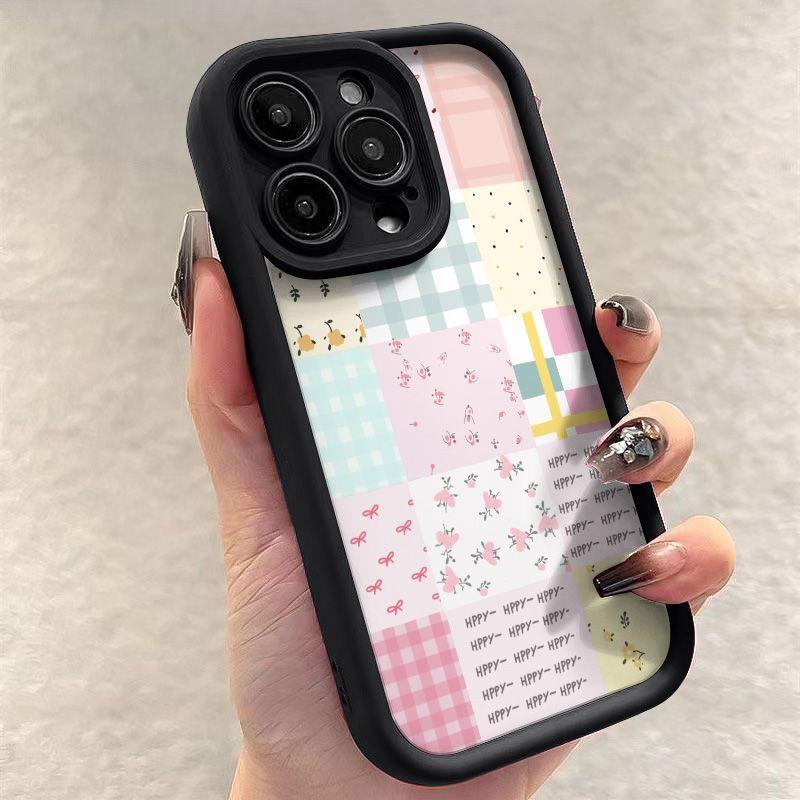 Lattice floral splicing iPhone17Promax mobile phone case ladder suitable for Apple 16promax all-inclusive Tianyan