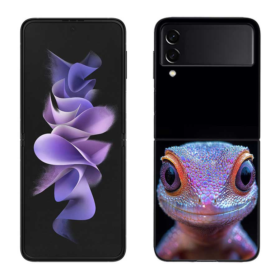 Lizards and Geckos Have Big Eyes Phone Case For Samsung Z Flip 7 6 5G Galaxy Z Flip 5 4 3 Black Hard Cell Cover Luxury PC Shell