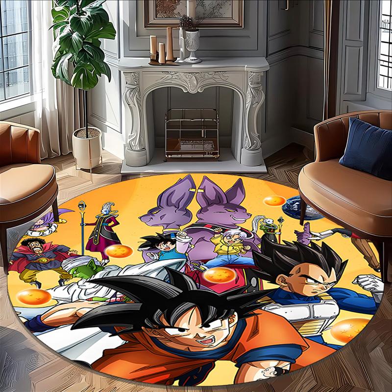 1pc Dragon Ball2 Print Round Carpet Chair Round Carpet Suitable for Bedroom Living Room Home Decorative Carpet