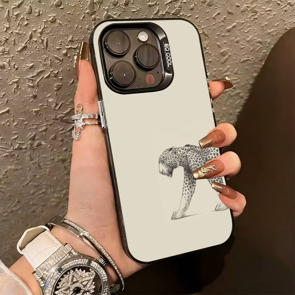 Artistic Leopard  Phone Case For iPhone 17,16,15,14,13,12,11 Plus,Pro Max,XS,Colorful Silver Phone Case Funda Cover