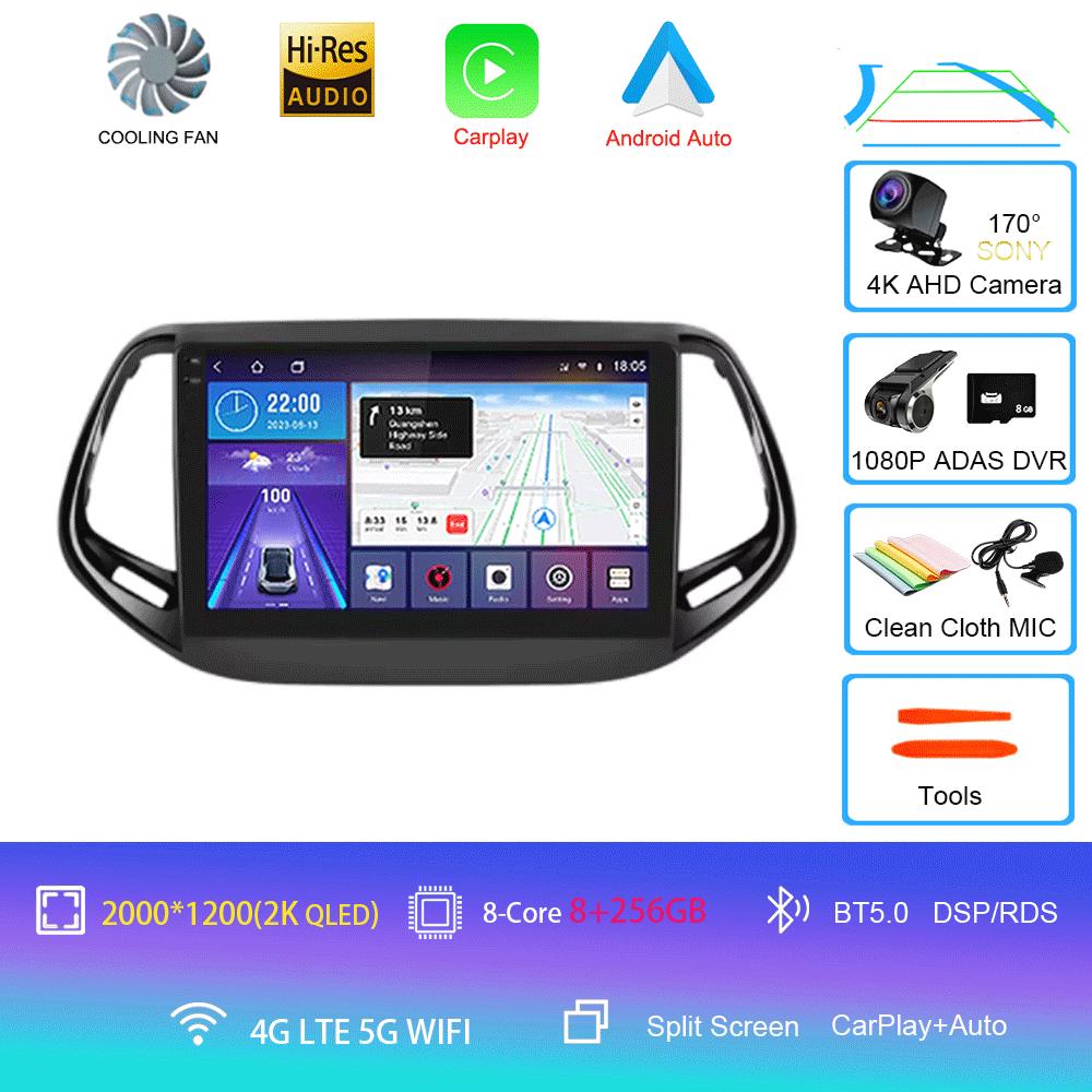 For Jeep Compass 2017 - 2019 360 Camera Head Unit Android 14 Video Player Car Radio Autoradio Multimedia GPS Navigation Monitor