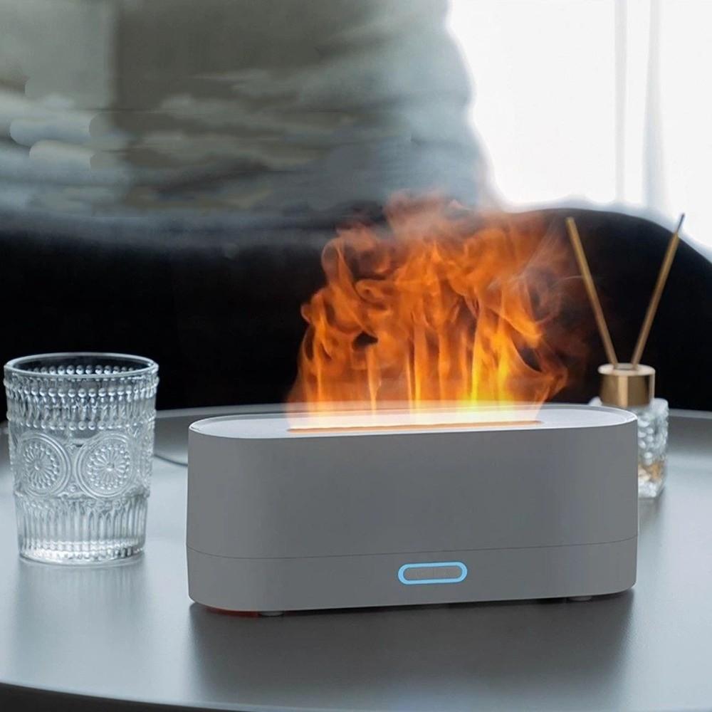 RGB Flame Flame Air Humidifier 160mL Capacity Ultrasonic Mist Maker Essential Oil Diffuser  Bedroom