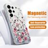 Retro Hot Pink Flower Pattern Case For Samsung Galaxy S26 Ultra S25 Edge S24 Plus S23 FE S22 A54 A55 A56 5G Magnetic For Magsafe Matte Cover