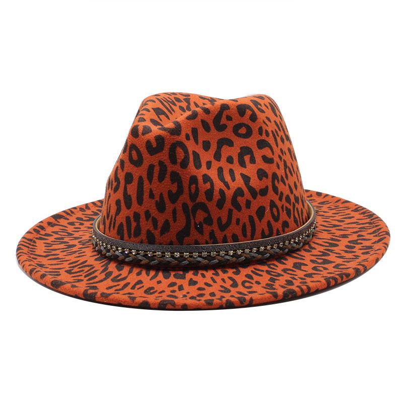 Leopard Woolen Top Hat Jazz Hat
