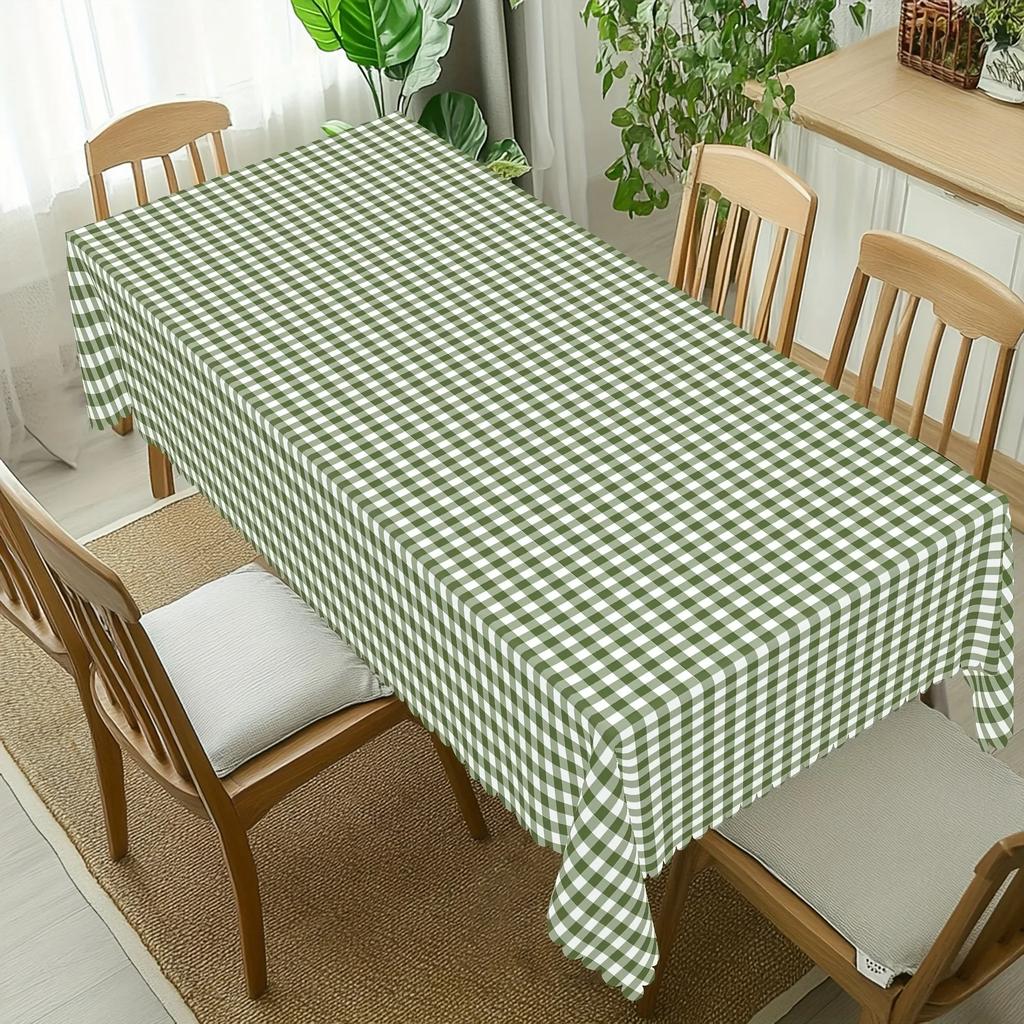 1pc Summer Retro Simple Green Check Pattern Rectangular Tableclothzyc