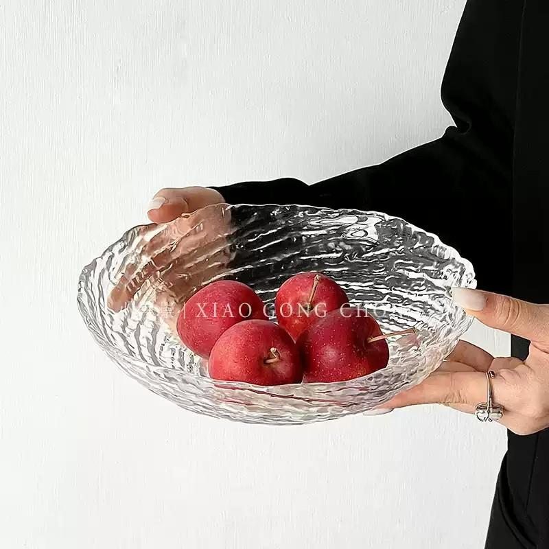 Irregular Ice Glass Bowl Salad Fruit Dessert Home Kitchen