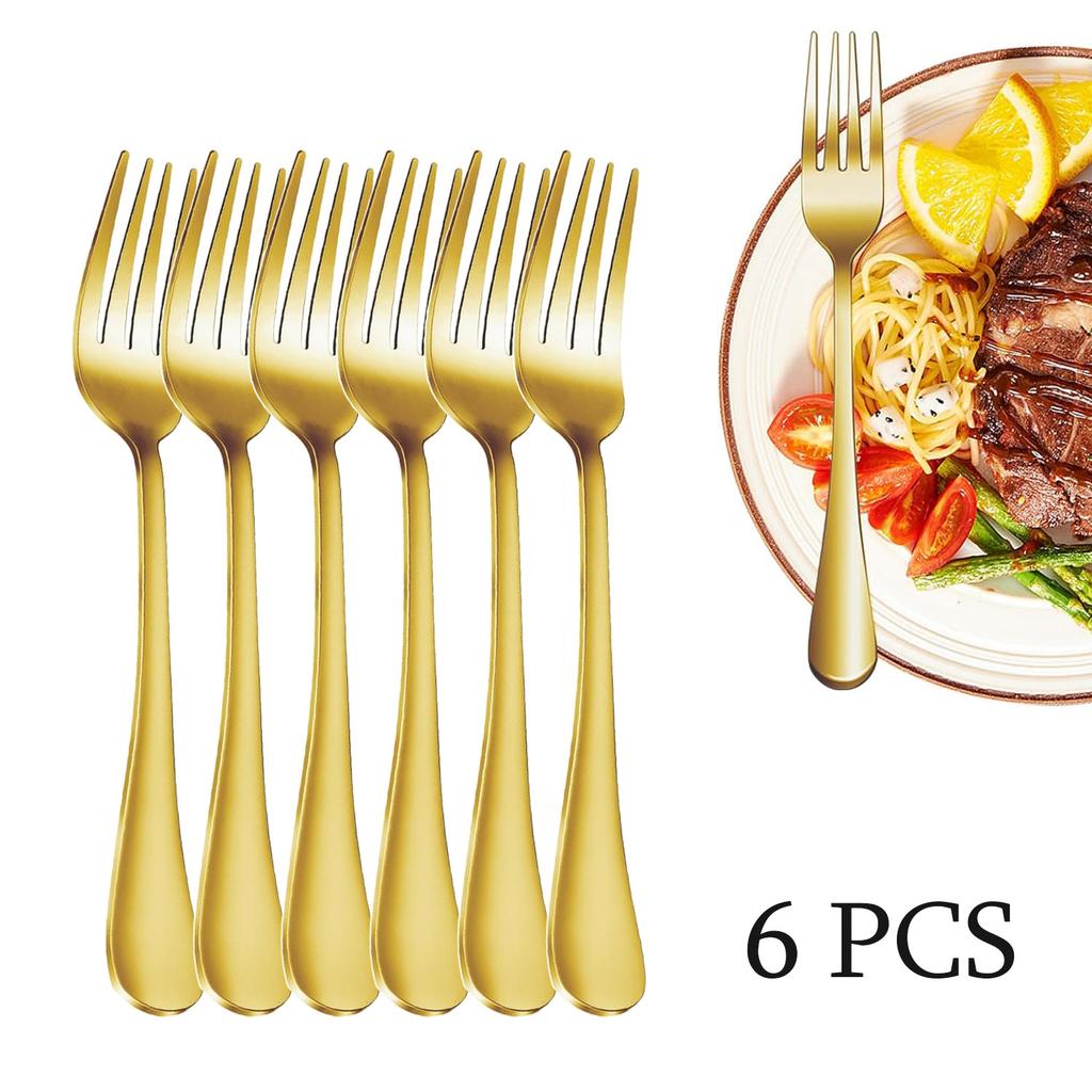 Dinner Forks Set of 6 Food Grade Stainless Steel Silverware Forks Mirror Finish Salad Forks, Use for Home,Kitchen or Restaurant, 8 Inches