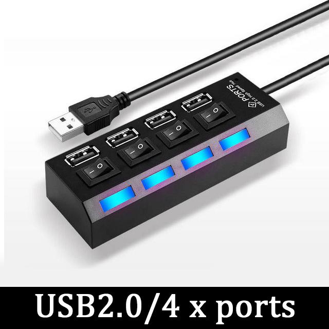 

USB 2.0 ХАБ USB-хаб 2.0 Мульти USB-разветвитель Использовать адаптер питания 4/7 портов Множественный расширитель USB 3.0-хаб с переключателем Кабель 30 см