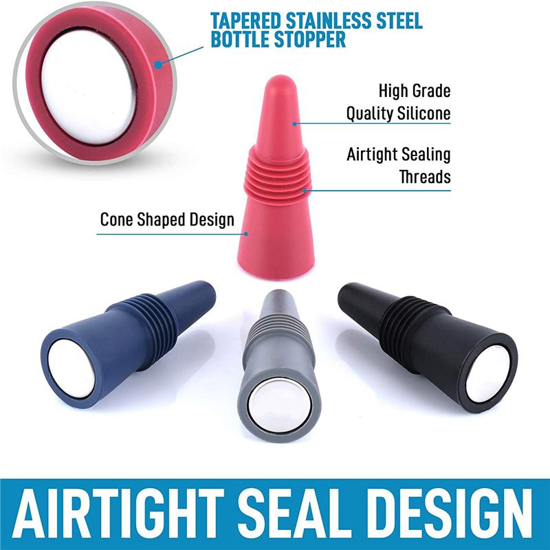 New 6/2/1PC Silicone Wine Bottle Stopper Set Whiskey Leak Proof Beer Champagne Bottle Cap Closer Wine Cork Lid Bar Accessories