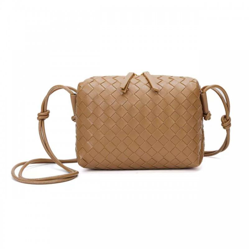 Handwoven Mini Square Crossbody Bag Women Soft PU Leather Shoulder With Zip Urban Chic Style