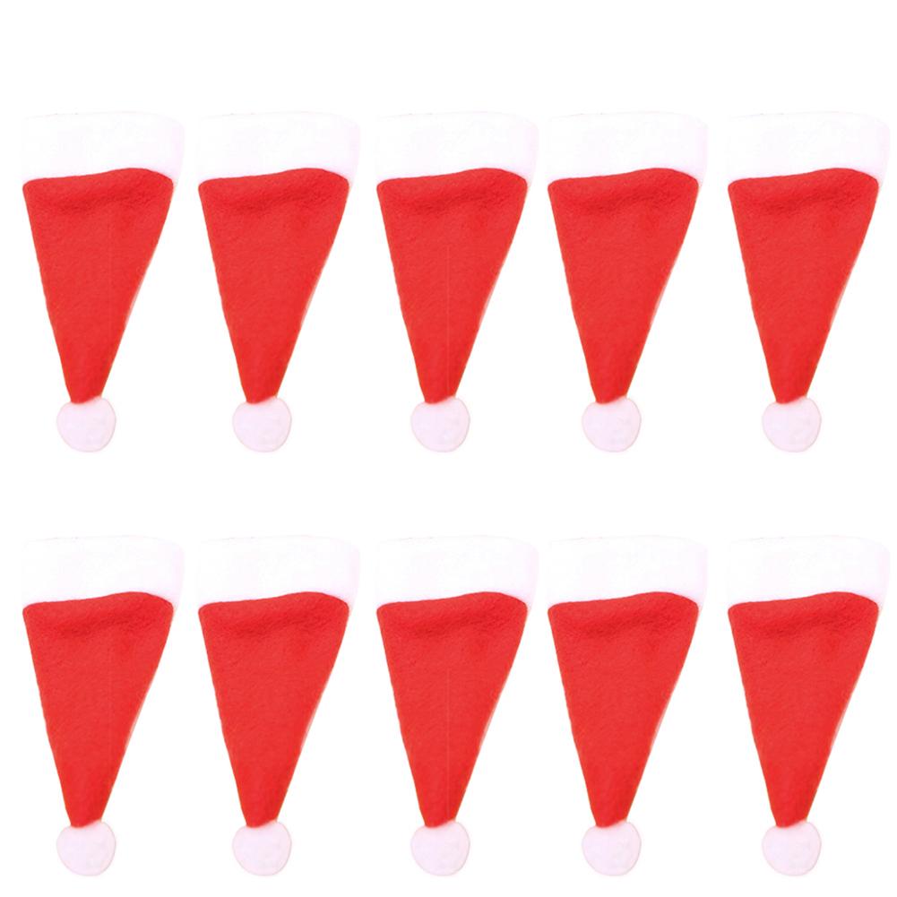 Mini Christmas Hats Silverware Holders,Tableware Knife Fork Spoon Storage Bag Wine Bottle Xmas Hat Ornaments for Christmas Decor