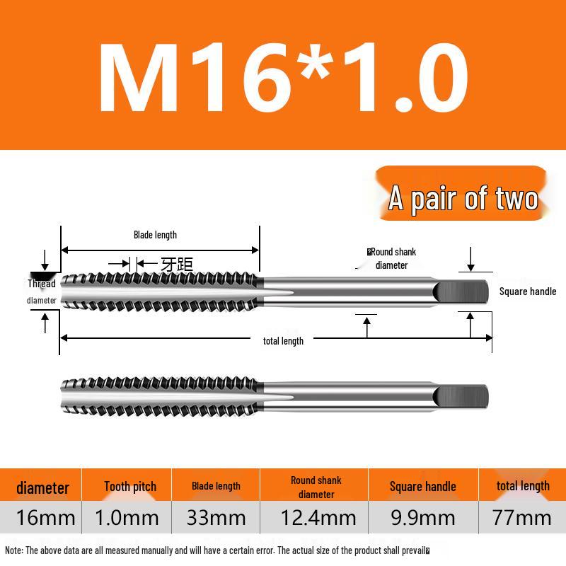 Feingewinde Handgewindebohrer M8-M20 Satz (5 Stücke)