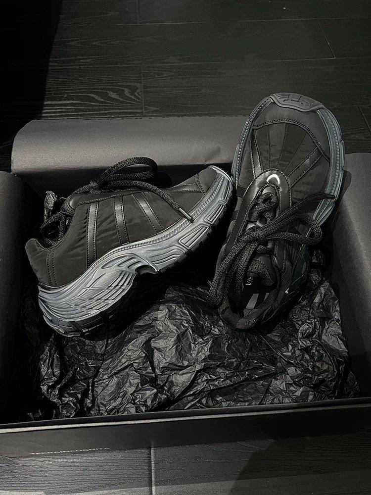 Leather Color Matching Heightening Dad Shoes Women's Ins Tide 2025 New Fashion Versatile Lace-up Light Casual Sports Shoes