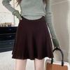 Skater Skirt Solid Color High Waist Women A-Line Skirt Large Hem Design Autumn Winter Mini Skirt Daily Wear