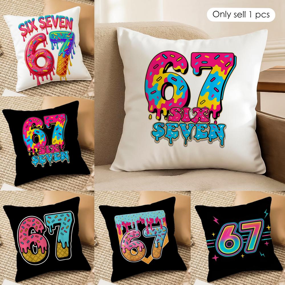 six seven Cushion Cover Soft Plush Fabric DoubleSided Printed Cushion Covers for All Seasons Modern HomeDecor Gift