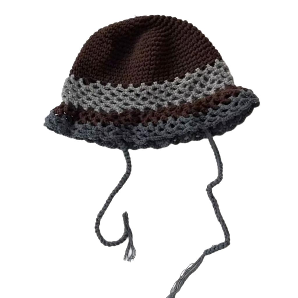 Handmade Bucket Hat Handwoven Colorful Openwork Crocheted Hat for Music Festival Stylish Colorful Fisherman Hat