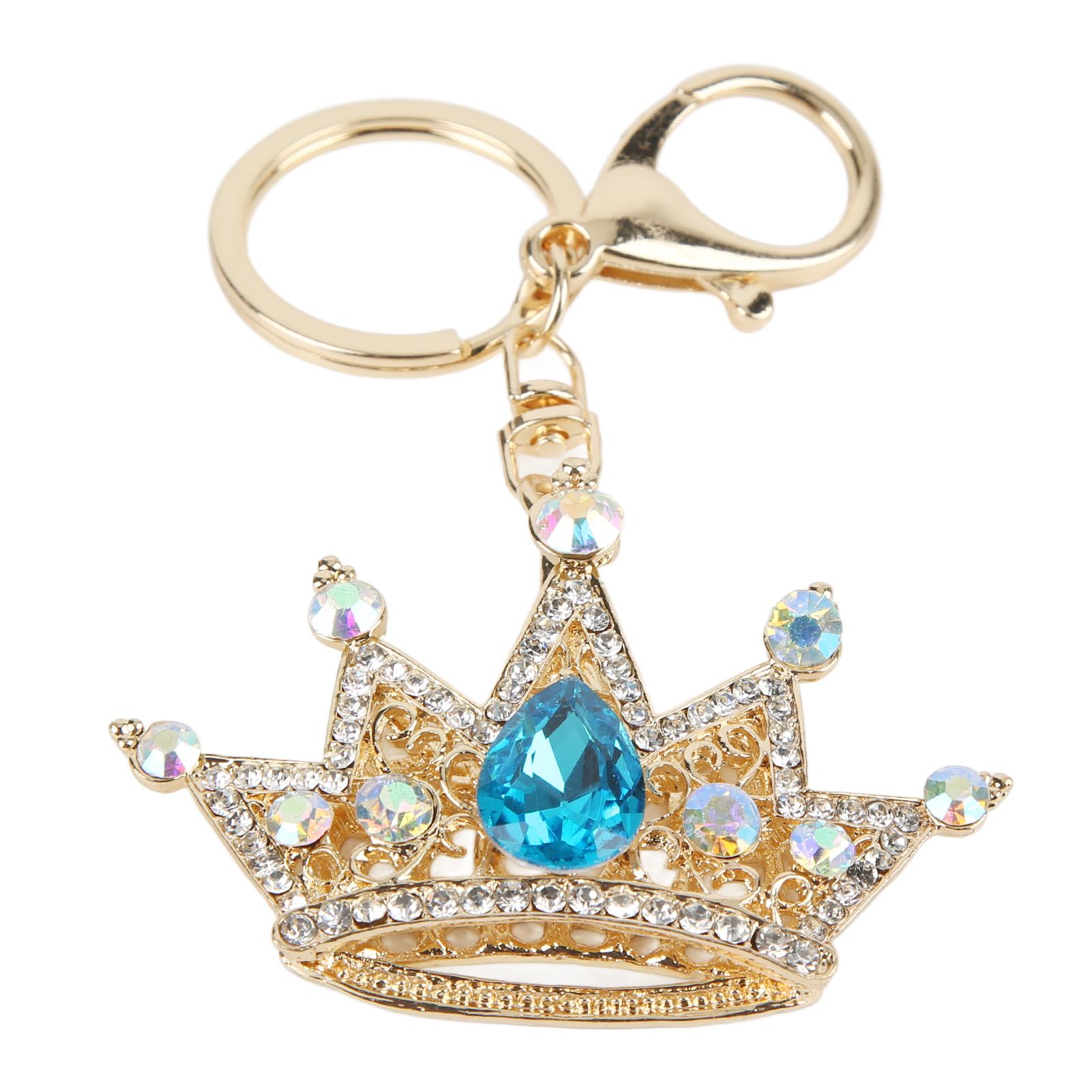 

Брелок со стразами в форме короны, блестящий, изысканный дизайн, брелок для автомобиля, подвеска, сумка синий