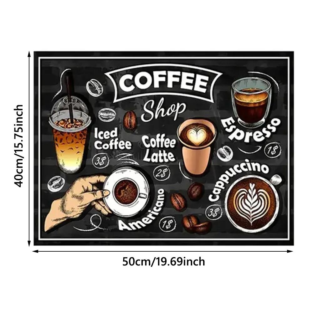 

Coffee Print Coffee Machines Drying Mat Non-Slip For Countertops Absorbent Mat Super Absorbent Kitchen Drying Pad 20X30cm