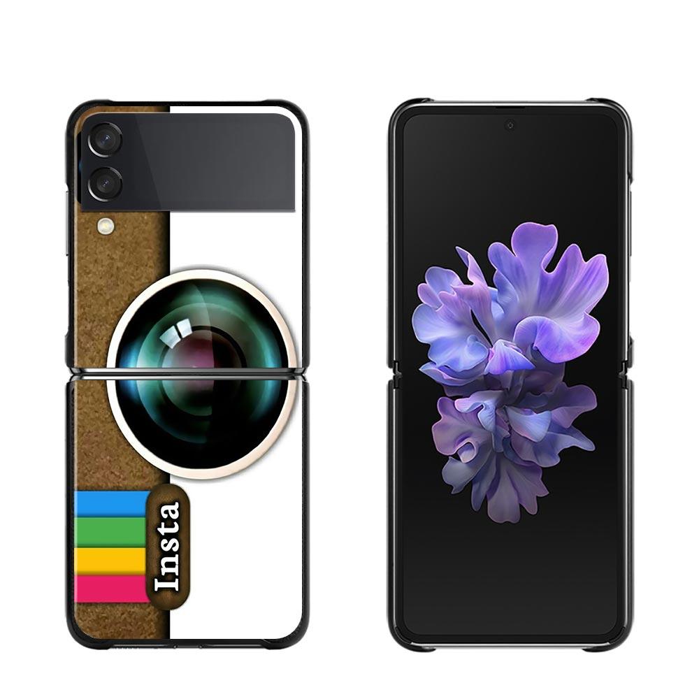 Zflip4 Phone Case For Samsung Galaxy Z Flip3 5G Z Flip 3 zflip z flip ZF Coque PC Cover Black Fundas Retro Camera Game