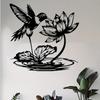 Metal Wall Art Hummingbird Lotus Garden Sculpture Rustproof Iron Gift