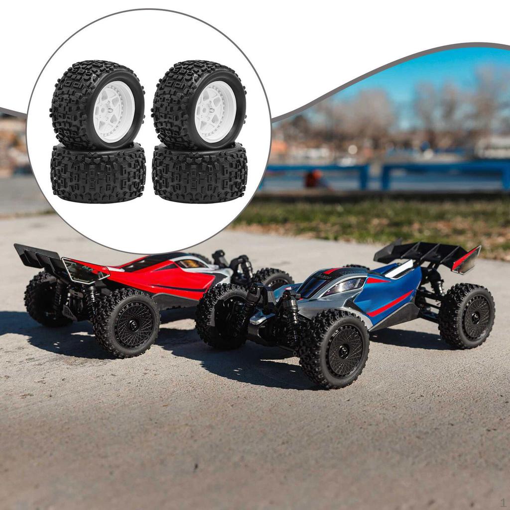 4 Pieces 1/18 RC Car Wheels and Tires Accessories Sturdy High Parts Replacement Part for