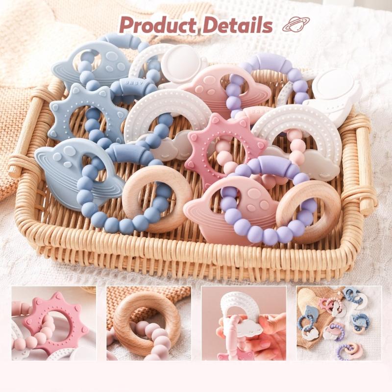 Infant Teething Relief Teether Silicone Soothing Bracelet Lovely Grasp Toy for Baby Over 3 Months Easy to Clean