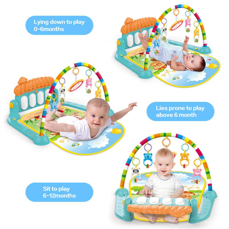 Infant Musical Play Mat & Piano Gym with Rattle Toys (0-18 Months)