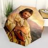 Jesus, Sheep Themed Automatic Opening and Closing Umbrella, Compact Travel Umbrella, Lightweight and Portable, Suitable for Beach Commuting