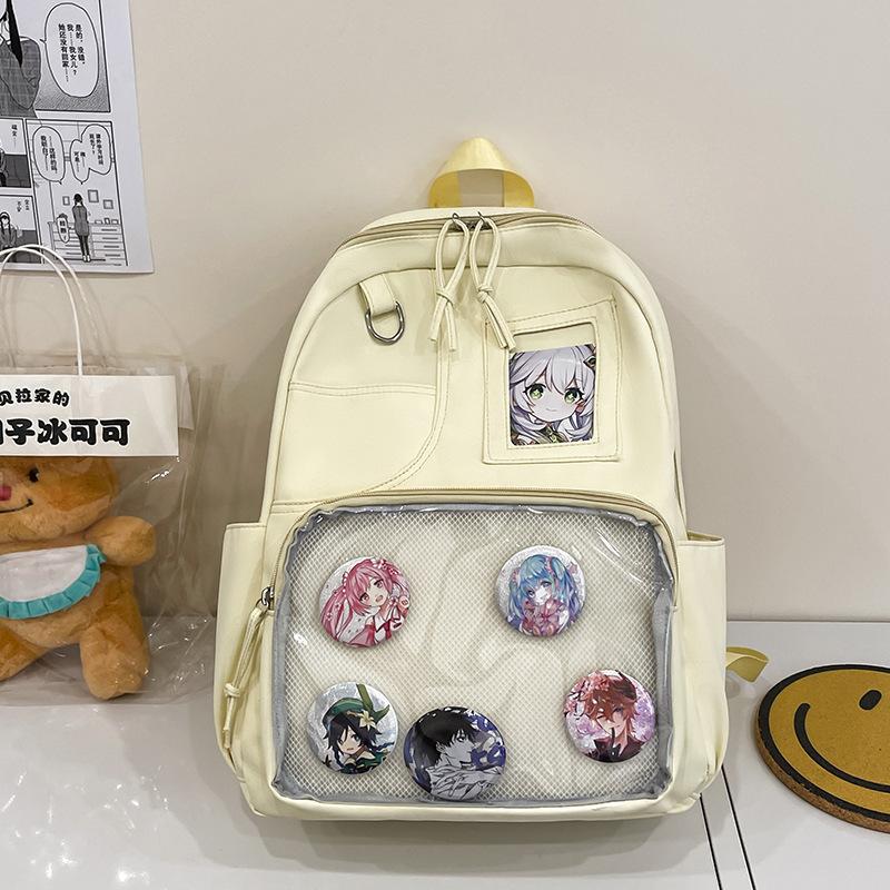 Japanese Ba Chi Pain Bag Second Dimensional Girl Simple Backpack Large Capacity Solid Color Campus School Bag Female Student Backpack