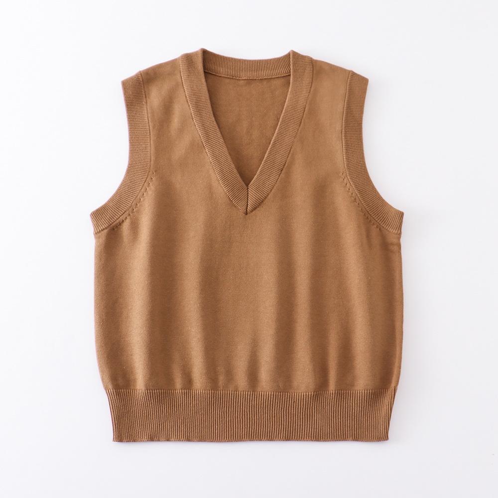 Fashion Comfortable Basic Pullover Sweater Uniform Undershirt Undershirt Sleeveless Thin Solid Color Female Student Knitwear