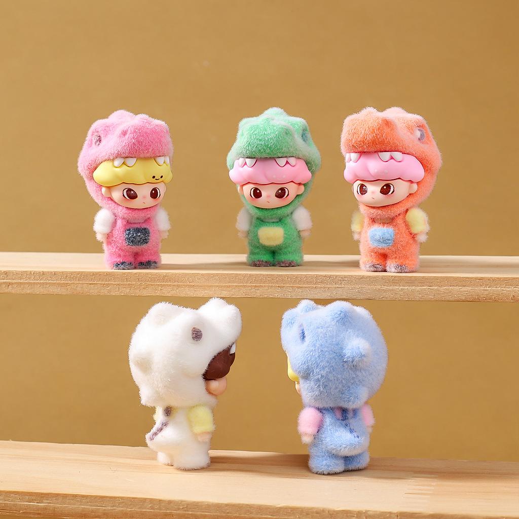 9Pcs/Set Dinosaur Baby Action Figure Toy Flocked Anime Figurine Desktop Decoration Model Ornaments Toys Boys Girls Gifts