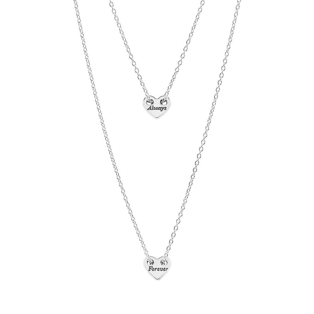 

Pandora 393207C00 Moment Forever & Always Splittable Heart Collar Layered Silver Necklace