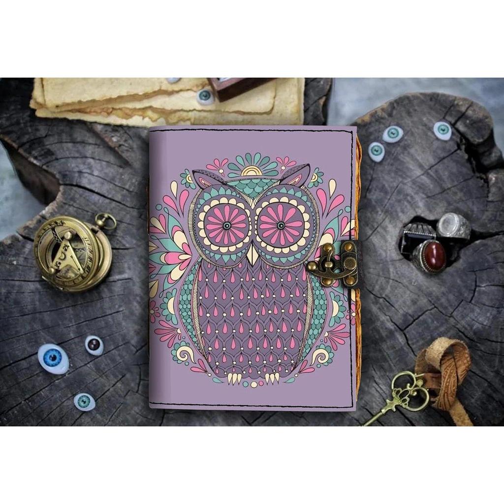 Leather Owl Printed Diary Vintage Old Pages Diary for Office & Personal Use (7 X 5 Inch)