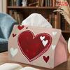 2D Flat 1pc, Tissue Box. Heart-patterned Tissue Dispenser, Reusable, Daily Desktop Tissue Storage Box. Suitable for Kitchen, Living Room, Bedroom, Bat