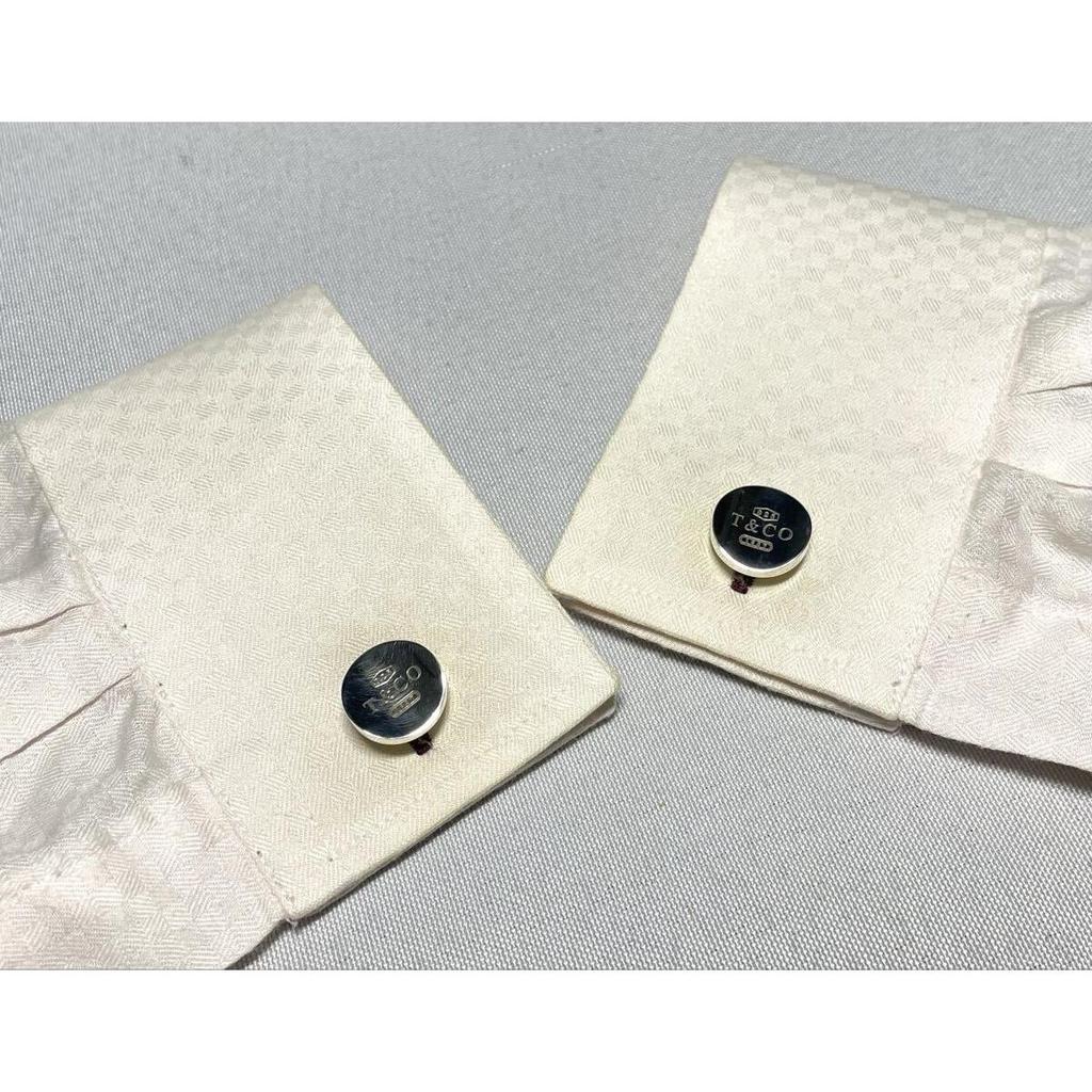 Used Rare Tiffany T&CO 1837 Logo Letter Oval Cufflinks Cufflinks Button Mirror Sterling Silver SV925 Included Men's