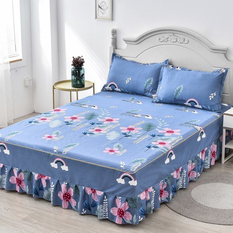 

3 шт. простыня, кружевная юбка, эластичное двуспальное покрывало с наволочками, наматрасник, комплект постельного белья, эластичная простыня королевского размера 120x200cm