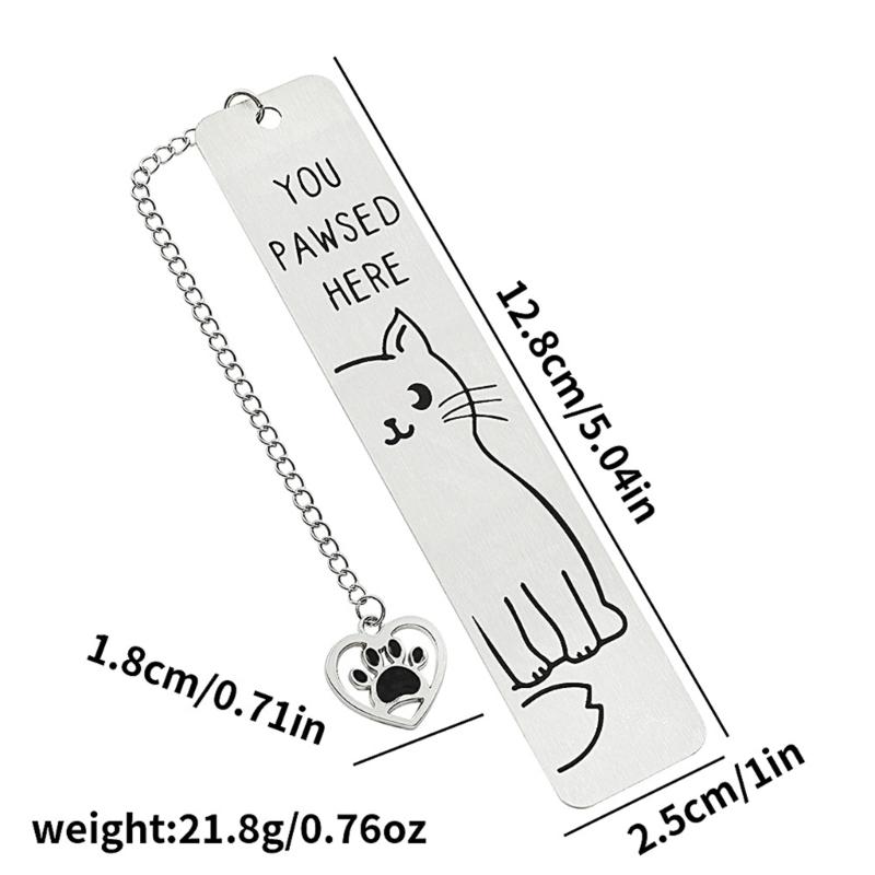 Stainless Steel Cats Bookmarks Chain Bookmarks Pendant Bookmarks Metal Bookmarks Page Divider for Teacher Book Lover