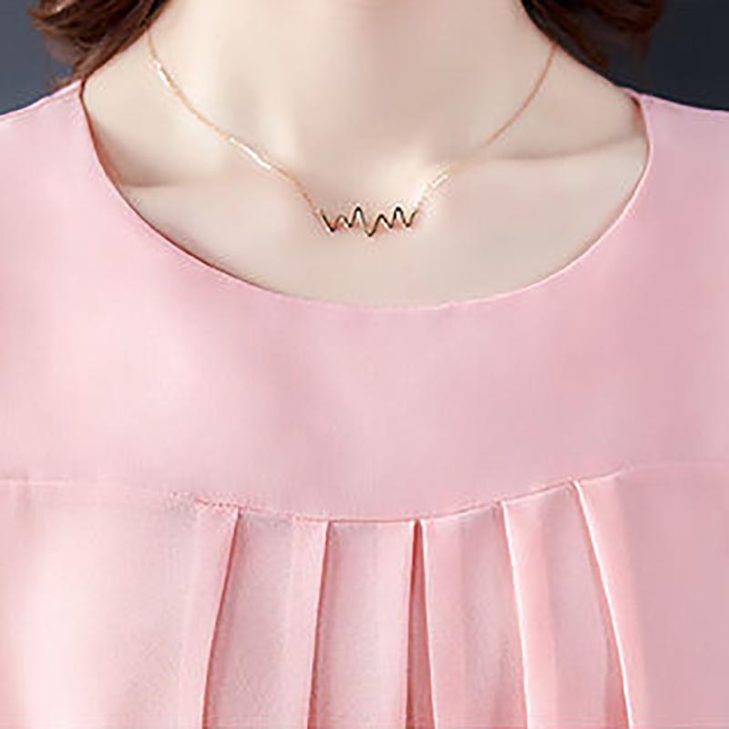 Chiffon Top Summer Women's Clothing To Cover The Stomach To Show Thin Short-sleeved T-shirt Large Size Loose Western-style Small Shirt