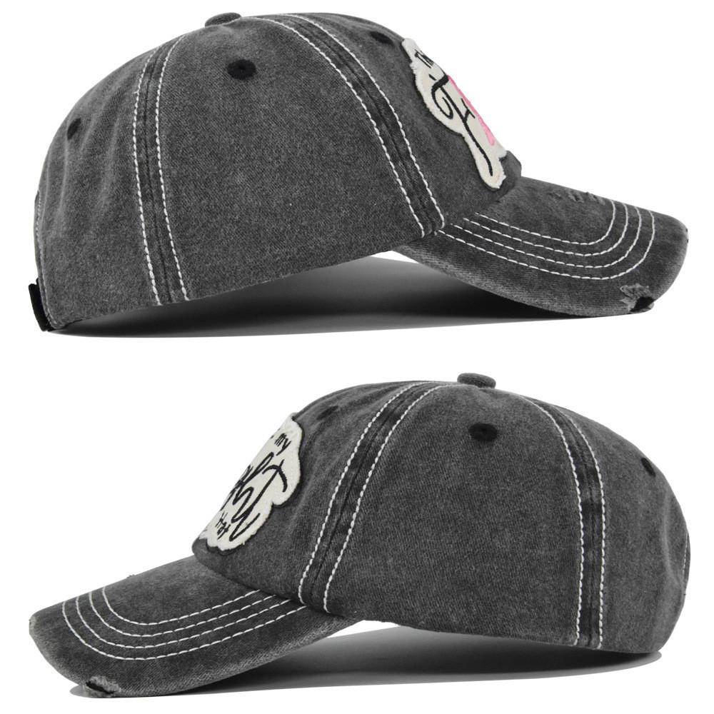 Retro Cotton Baseball Cap With Embroidered Flower And Distressed Brim For Sun Protection